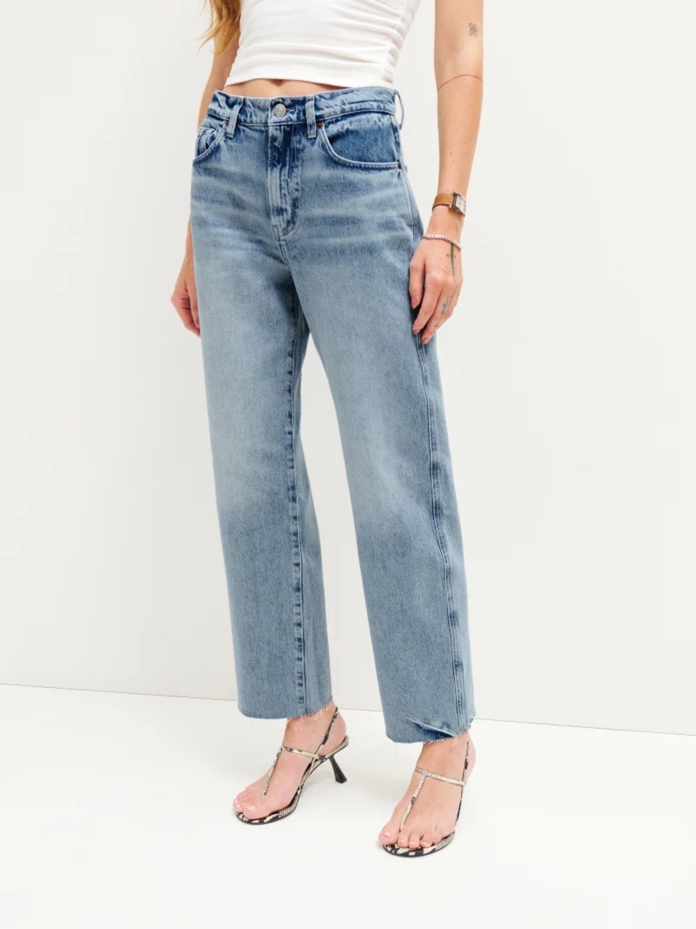 Reformation Val 90s Mid Rise Straight Cropped Jeans